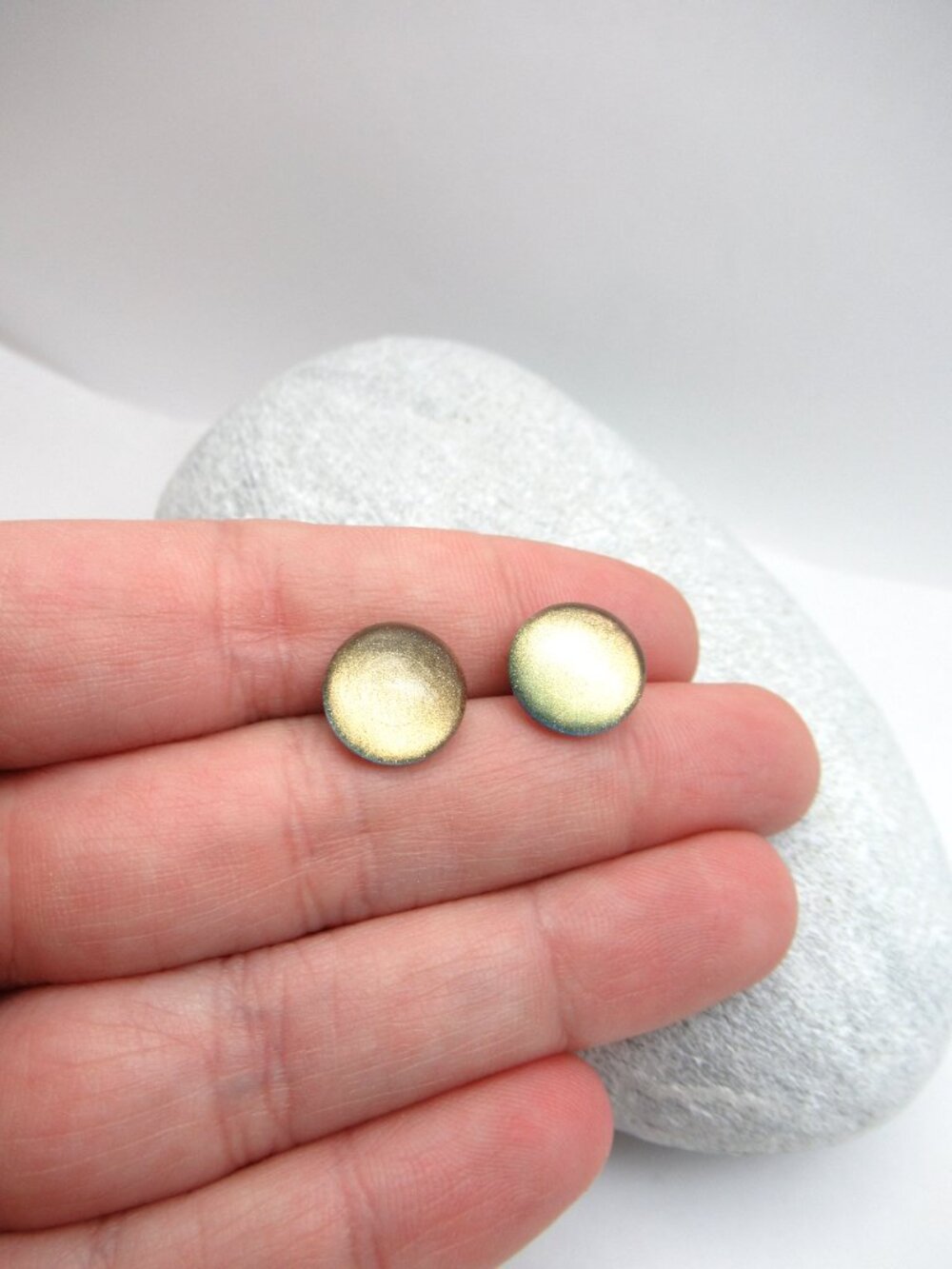 Handmade glass cab earrings